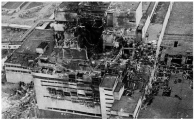 Central nuclear de Chernobyl luego de la explosión