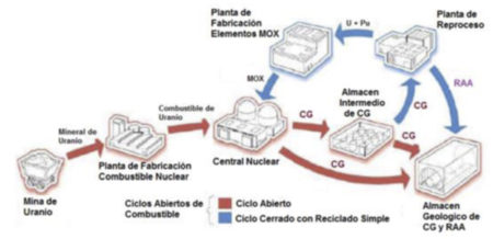 Ciclo del combustible nuclear (Fuente: IDOM 2018)